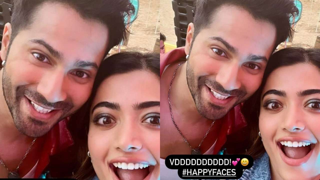 Varun Dhawan And Rashmika Mandanna Spotted Together एक्ट्रेस ने शेयर की शूटिंग सेट से फोटोज